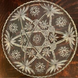 Vintage Star of David Glass Serving Tray